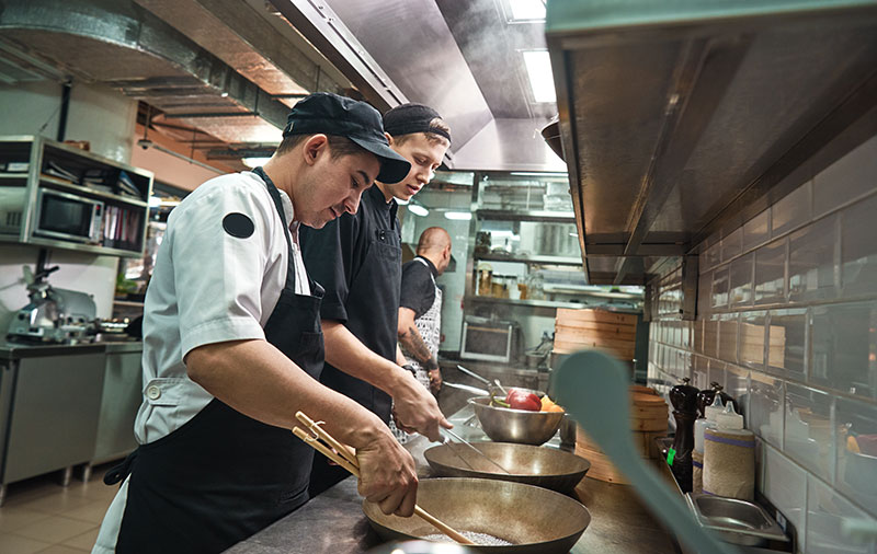 Cooks at a restaurant