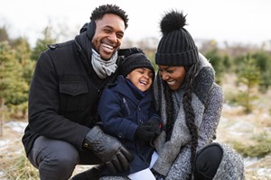 Family with coats