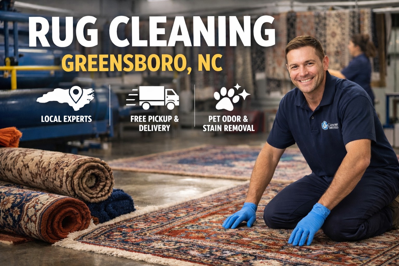 Professional rug cleaning in Greensboro NC removing stains from area rug