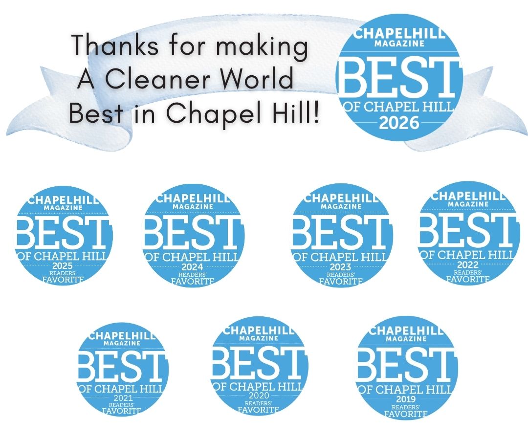 A Cleaner World Awarded Best Dry Cleaner and Alterations in Chapel Hill Magazine's Reader's Favorite Contest